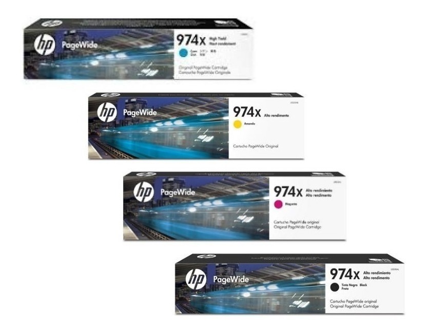 Combo Hp 974x Negro + Colores Original