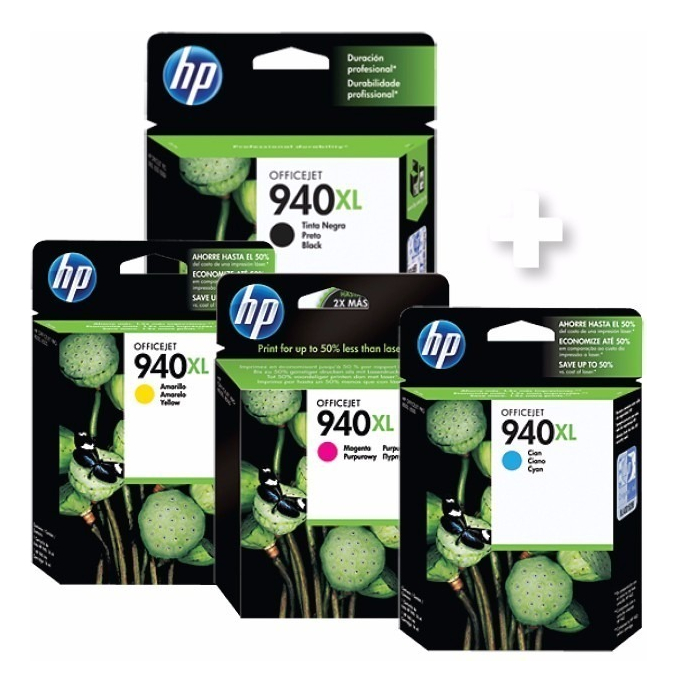 Combo Cartuchos Hp 940XL Negro Colores Original