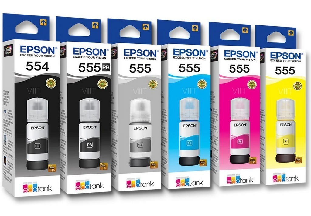 Combo Kit De 6 Tintas Epson T554 T555 Original Negro Colores