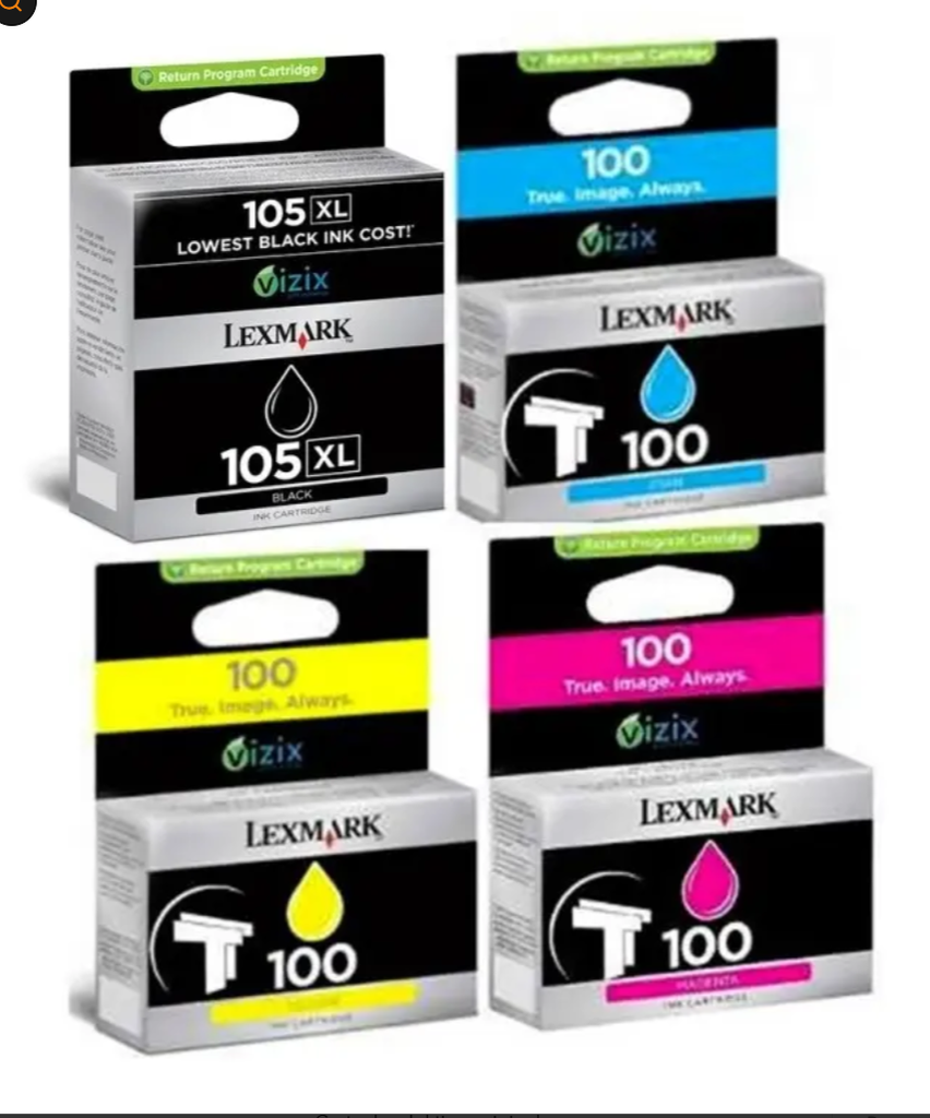 Combo Lexmark 105xl Negro + 3 Lexmark 100 Colores Original