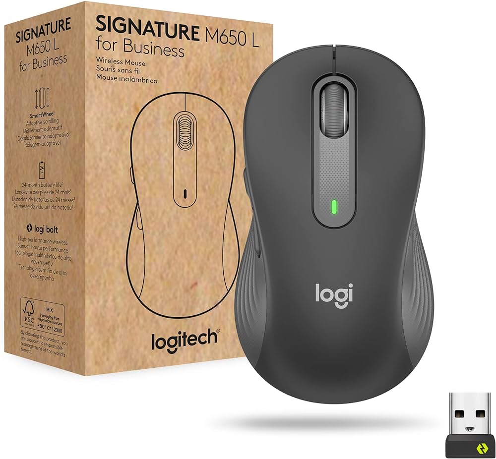 Logitech Mouse M650 L Grafito Business Wireless 910-006346