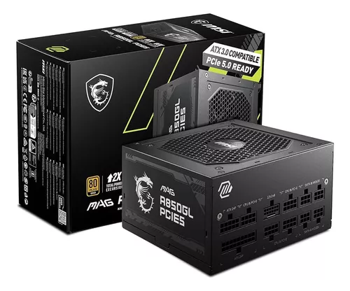 Fuente MSI MAG A850GL PCIE5 850W (ATX 3.1/PCIe 5.1 READY) 80 PLUS GOLD