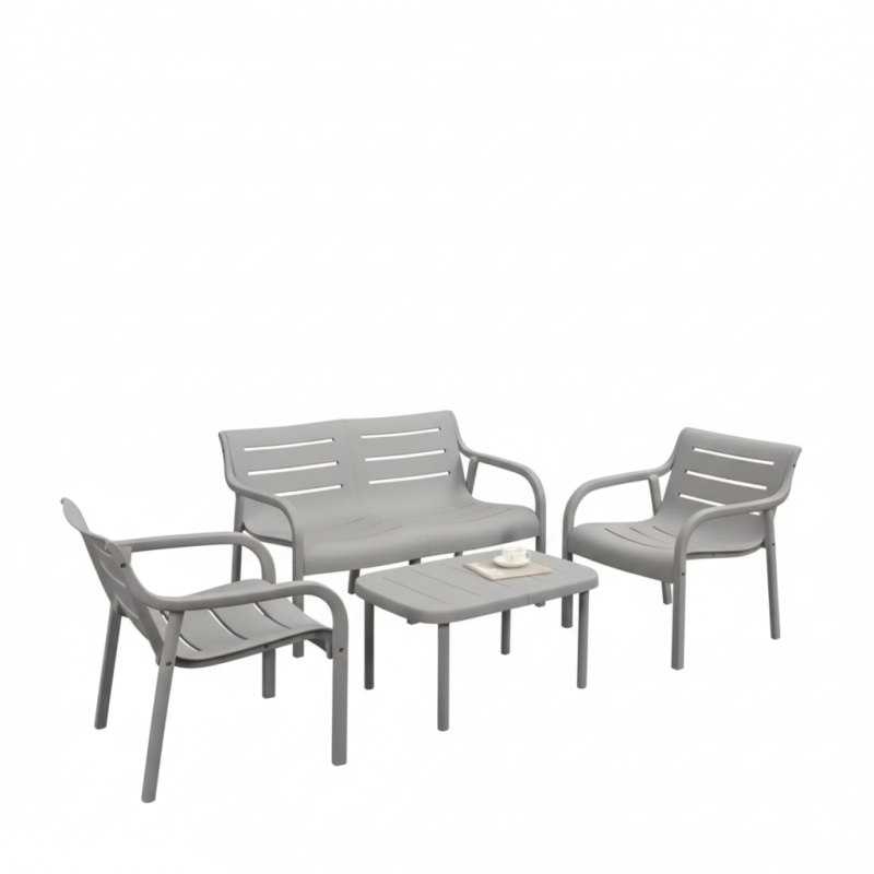 JUEGO DE LIVING ESTILO LIBRE MODELO, COLOR GRIS