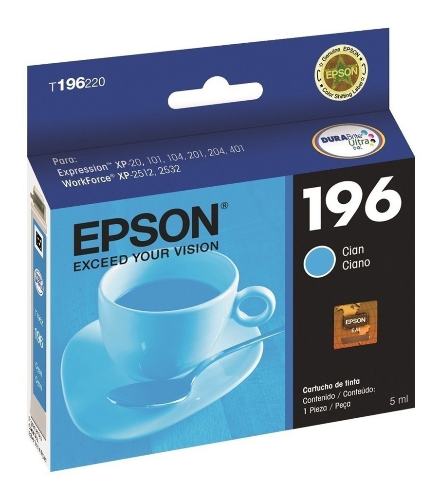 Cartucho Epson 196 Cian T196 Original