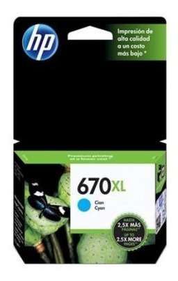 [886112670030] Cartucho Hp 670xl Original Cian CZ118AL