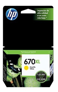 [886112670054] Cartucho Hp 670xl Original Amarillo CZ120AL