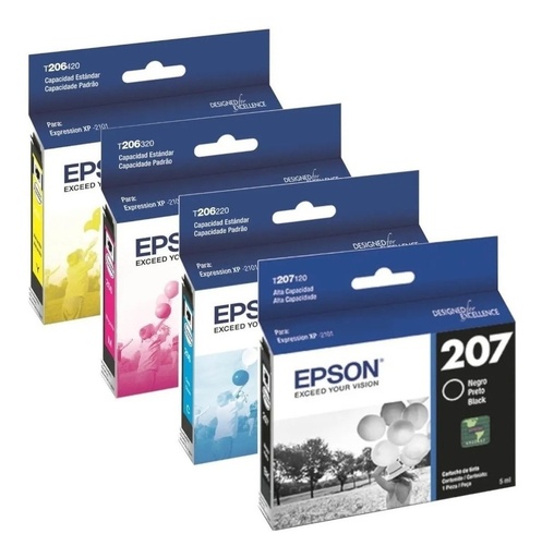 [Combo207/206] Combo Cartucho Epson 207 Negro + 206 Colores Original T207