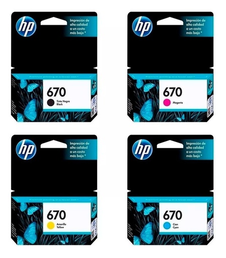 [COMBOHP670] Combo Cartuchos Hp 670 Original