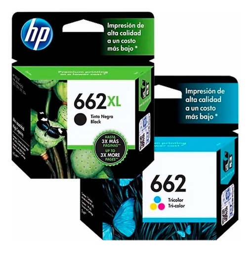[COMBOHP662XL662COLOR] Combo Cartuchos Hp 662XL Negro + 662 Color Original