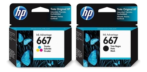 [COMBOHP667] Combo Cartuchos Hp 667 Negro + Colores Original