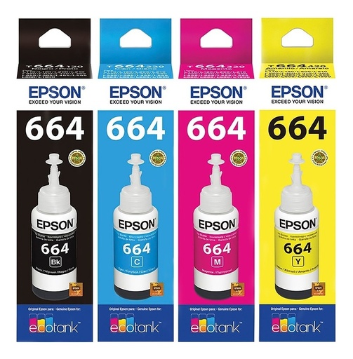 [COMBOEPSON664] Combo Tinta Epson 664 Negro + Colores