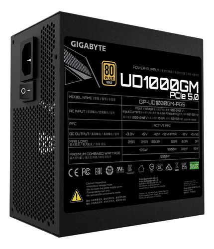 [4719331553326] Fuente Gigabyte 1000W 80 Plus Gold Ultradurable Full Modular PCIe 5.0