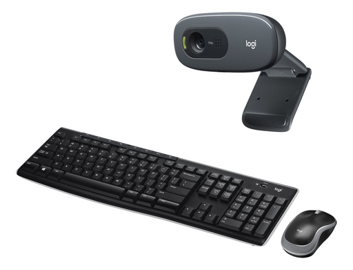 [MK270/C270] Combo Logitech Webcam C270 + Kit Teclado Y Mouse Mk270 Negro