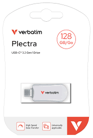 [023942302292] Pendrive Verbatim 128gb Plectra USB-C Flash Drive Blanco
