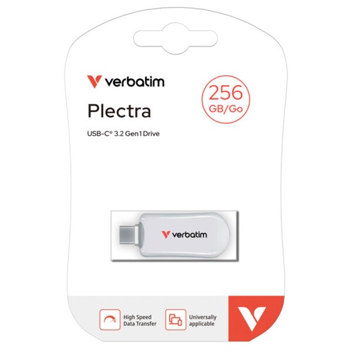 [023942302308] Pendrive Verbatim 256gb Plectra USB-C Flash Drive Blanco