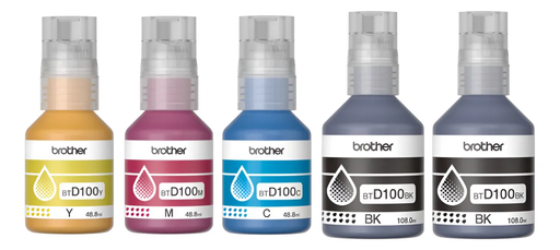 [COMBOBTD100] Combo Tintas Brother BTD100 Negro + Colores