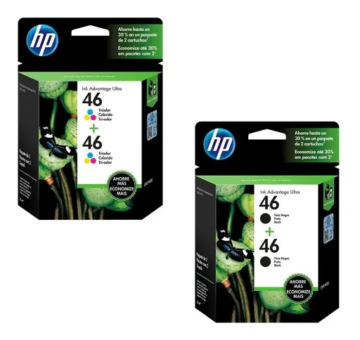 [COMBOHP46x4] Combo HP 46 DualPack Color Negro + DualPack Tricolor